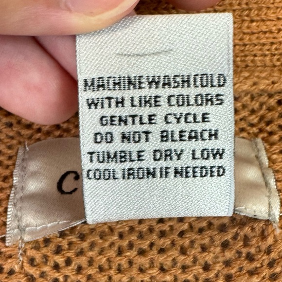 CW Classics top women 1X long sleeve open front textured cardigan tasseled tan - Picture 5 of 8